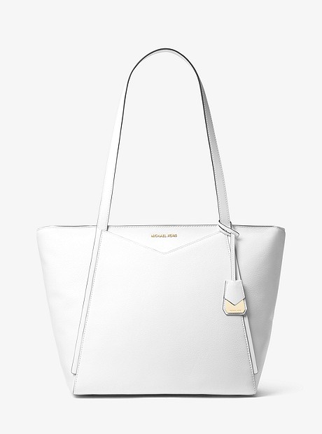 Whitney Large Leather Tote Bag - OPTIC WHITE - 30S8GN1T3L