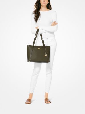 Michael kors maddie medium crossgrain leather on sale tote