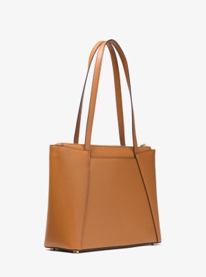 Maddie Medium Crossgrain Leather Tote Bag Michael Kors