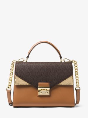 Michael kors sloan medium clearance logo and leather satchel