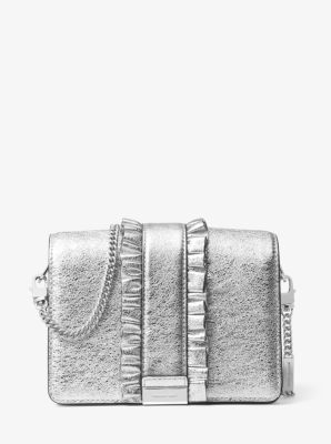 Jade Ruffled Metallic Leather Clutch | Michael Kors