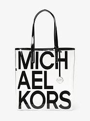 The Michael Large Graphic Logo Print Clear Tote - BLACK - 30S8S01T3P
