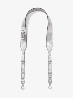 Metallic Snake-Embossed Leather Shoulder Strap in PWTR/ALUMINM | Michael Kors