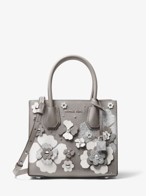 Mercer Floral Embellished Pebbled Leather Crossbody Bag Michael Kors