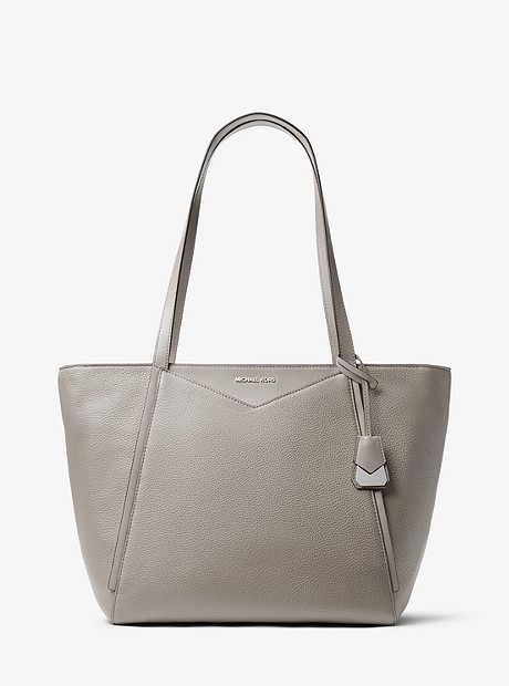 Whitney Large Leather Tote Bag - PEARL GREY - 30S8SN1T3L