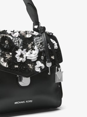 Petit sac main Bristol en cuir paillettes florales Michael