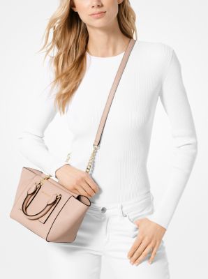 Alessa small pebbled store leather satchel