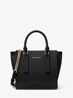 Alessa small pebbled store leather satchel