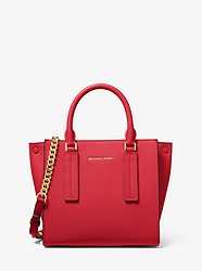 Alessa Small Pebbled Leather Satchel - BRIGHT RED - 30S9G0AM2T