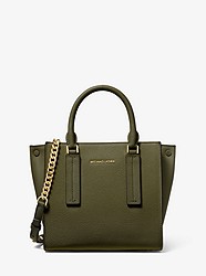 Alessa Small Pebbled Leather Satchel - OLIVE - 30S9G0AM2U
