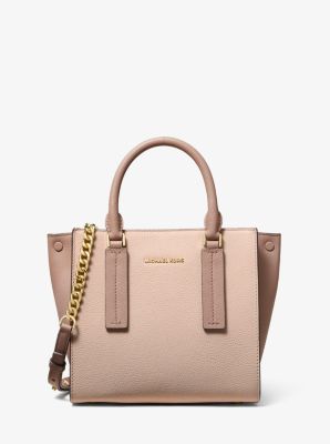 Alessa small pebbled store leather satchel