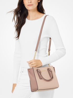 Alessa Small Color-Block Pebbled Leather Satchel | Michael Kors