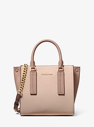Alessa Small Color-Block Pebbled Leather Satchel - SFTPINK/FAWN - 30S9G0AM6T