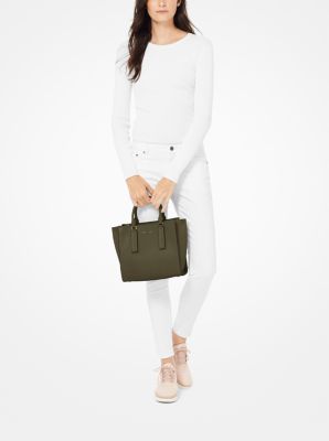 Alessa small store pebbled leather satchel