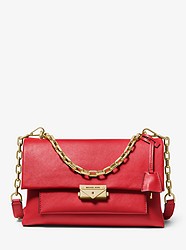 Cece Large Leather Shoulder Bag - BRIGHT RED - 30S9G0EL3L
