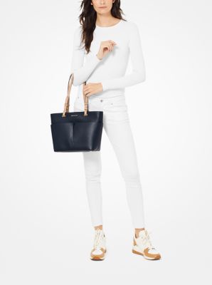 Bolso tote Bedford de piel granulada con bolsillos in AZUL OSCURO | Michael Kors