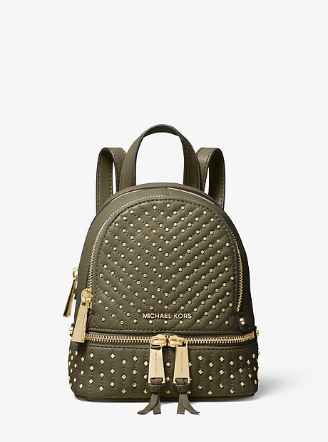 Rhea Mini Studded Leather Backpack - OLIVE - 30S9GEZB0T