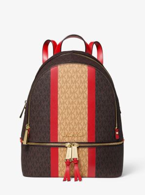 Rhea Medium Striped Logo And Leather 