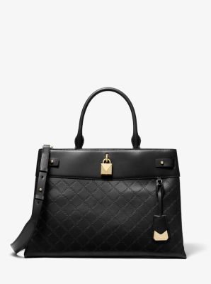 Gramercy Large Chain Embossed Leather Satchel Michael Kors