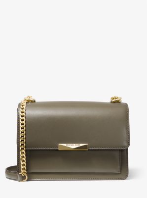 Bandolera Jade grande de piel in VERDE MILITAR | Michael Kors