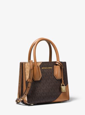 Mercer Two-Tone Logo and Leather Accordion Crossbody Bag | Michael