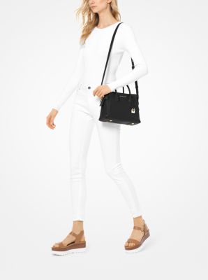 mercer belted pebble leather satchel