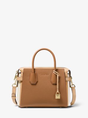 Mercer Small Tri-Color Pebbled Leather Belted Satchel