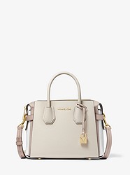 Mercer Small Tri-Color Pebbled Leather Belted Satchel  - LT SAND MLTI - 30S9GM9S1T