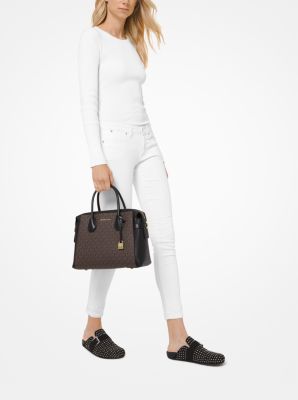 michael kors mercer medium logo belted satchel