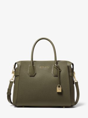 Mercer Medium Pebbled Leather Belted Satchel Michael Kors