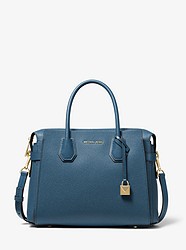 Mercer Medium Pebbled Leather Belted Satchel - DK CHAMBRAY - 30S9GM9S2L