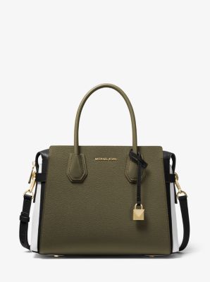 Mercer Medium Tri-Color Pebbled Leather Belted Satchel | Michael Kors