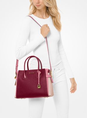 michael kors mercer belted tricolor pebble leather satchel