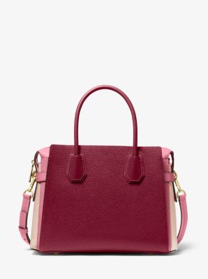 Michael Kors Mercer Belted Small Raspberry Red Leather Satchel Bag