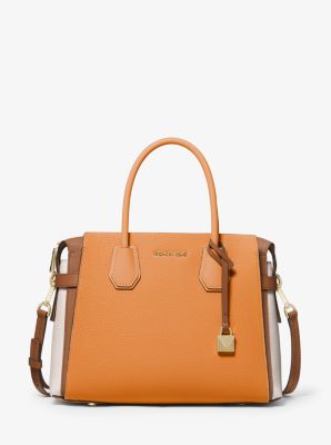 michael kors mercer belted tricolor pebble leather satchel