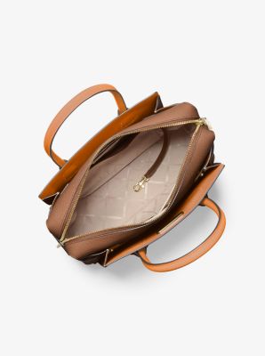 michael michael kors mercer belted tricolor pebble leather satchel