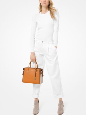 michael kors mercer belted tricolor pebble leather satchel