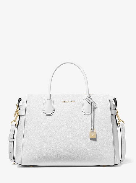 Mercer Large Pebbled Leather Belted Satchel - OPTIC WHITE - 30S9GM9S3L