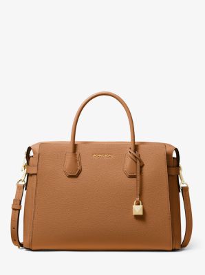 michael kors mercer large pebbled leather belted satchel