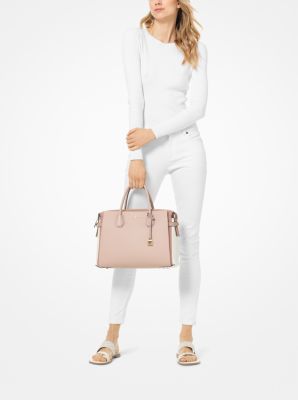 michael kors mercer belted tricolor pebble leather satchel