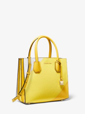 Mercer Medium Tri-Color Pebbled Leather Accordion Tote Bag | Michael Kors