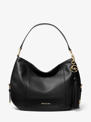 Michael Kors Women's Cora Large Pebbled Leather Shoulder Bag - Black - Shoulder Bags