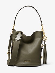 Brooke Medium Pebbled Leather Bucket Bag - OLIVE - 30S9GOKM2L