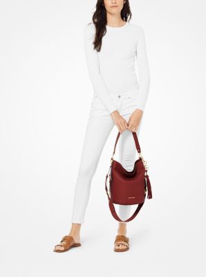 Brooke Medium Pebbled Leather Bucket Bag Michael Kors