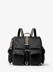 Olivia Medium Studded Satin Backpack - BLACK - 30S9GOVB2C