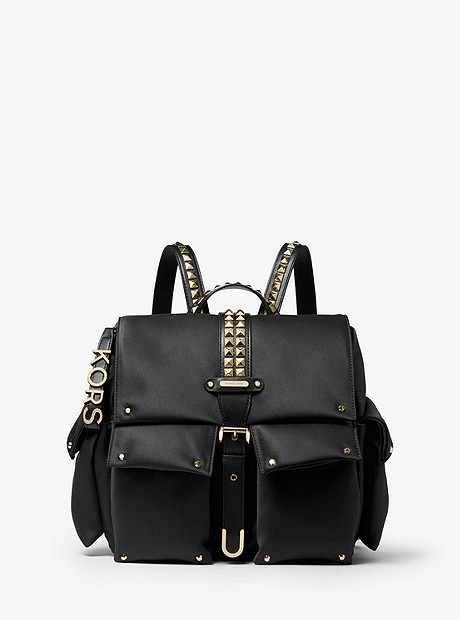 Olivia Medium Studded Satin Backpack - BLACK - 30S9GOVB2C