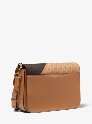 Sloan Editor Two Tone Logo and Leather Shoulder Bag Michael Kors