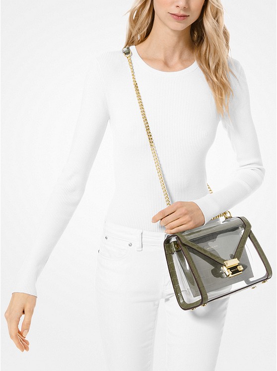 Whitney Large Clear and Leather Convertible Shoulder Bag