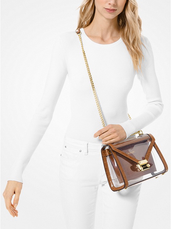 Whitney Large Clear and Leather Convertible Shoulder Bag