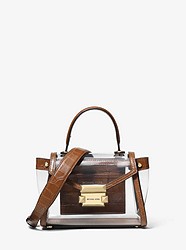 Whitney Mini Clear and Leather Satchel - CHESTNUT MEL - 30S9GWHM1P